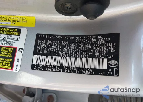 2010 Toyota Corolla Le z USA, uszkodzony, nr VIN 2T1BU4EE6AC426470